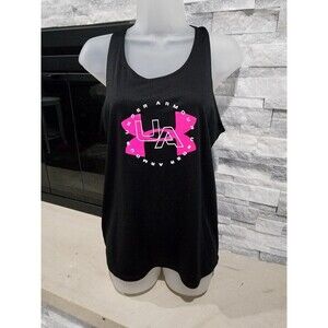 Under Armour HeatGear Loose Tank Top Racer Back Black pink SZ YXL Youth XL